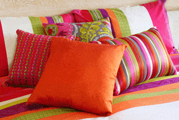 Colourful pillows. Image from http://www.modern-interior-decorating.com/throw-decorative-pillows.html