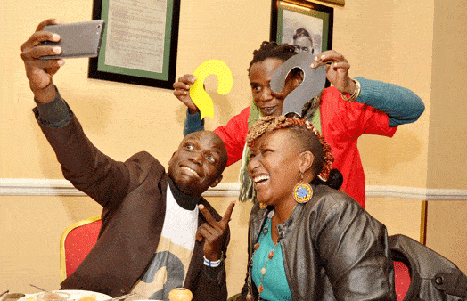 ack Bretou, Rayhab Gachango and John Ulawe take a selfie during launch of the 2016 edition of Nai Ni Who festival, a campaign which seeks to celebrate Nairobi City. PHOTO | FRANSOIR NDERITU Image from http://nairobinews.nation.co.ke/chillax/nai-ni-who-festival-returns-to-nairobi/?platform=hootsuite